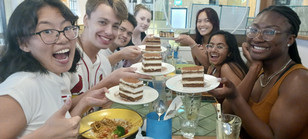 Student group dining together